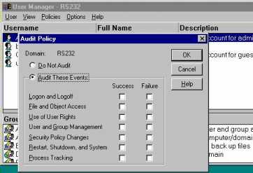 User Manager auditing dialog box